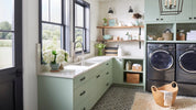 A tidy laundry room featuring a modern washer and dryer, ready for efficient laundry tasks.