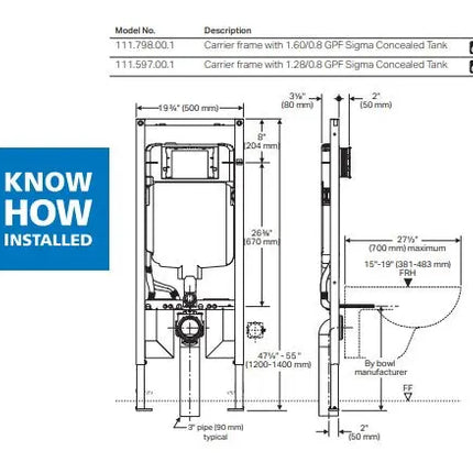 Geberit Duofix in-wall System With Sigma Concealed Tank 111.798.00.1 1.6 / 0.8 GPF - Plumbing Market