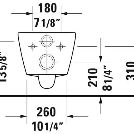 Duravit wall-mounted Rimless toilet Bowl   #257709D -  1.28/0.8 gpf - Plumbing Market