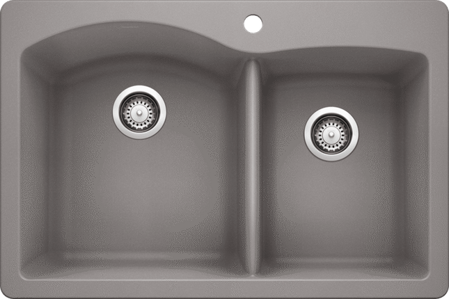 Blanco Diamond 1 3/4 White Drop in Double Bowl Silgranit Kitchen Sink