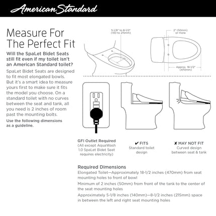 American Standard Advanced Clean 2.0 Electric SpaLet Bidet Seat With Remote Operation American Standard