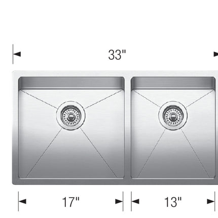 Blanco Quatrus R15 U 13/7 304 Series 18 Gauge Kitchen Sink Stainless Steel Blanco