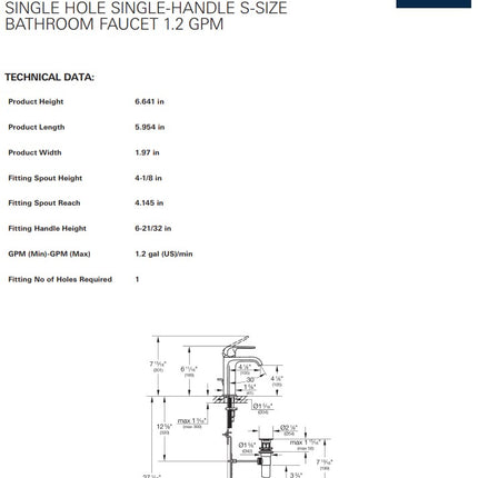 Grohe Defined Single Hole Single-handle S-Size Bathroom Faucet 4.5 L/min (1.2 GPM) Grohe