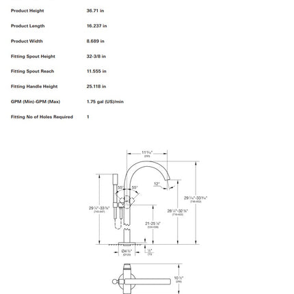 Grohe Defined Single Handle Freestanding Tub Faucet With 6.6 L/min (1.75 GPM) Hand Shower Grohe