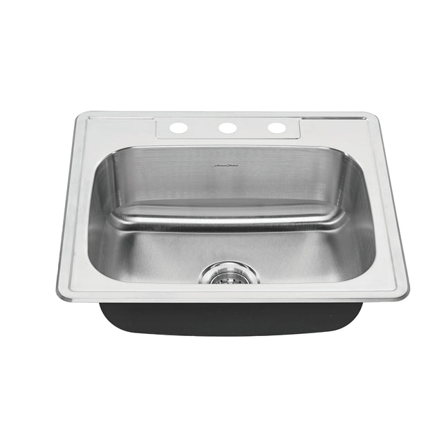 American Standard Colony 25 x 22-Inch Stainless Steel 3-Hole Top Mount Single Bowl Kitchen Sink 20SB.8252283S.075 - Plumbing Market