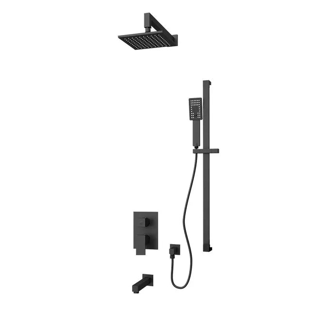 Rubi Quatro 1/2’’ P. Bal. Shower Hor. Set Matte Black RQT717BK - Plumbing Market