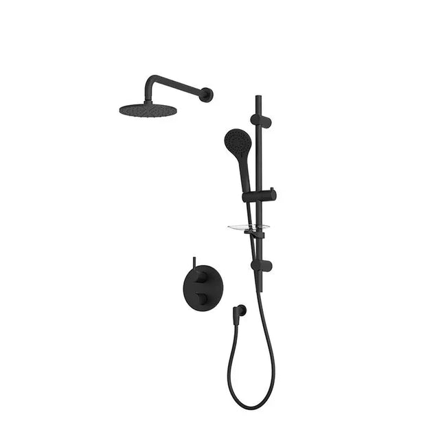 Rubi Vertigo 1/2’’ Therm. Shower Set 2 Way Div. Xvtr69R Matte Black Ceiling Mount RVT811B-1BK - Plumbing Market