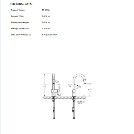 Grohe Defined Single Handle Pull Down Dual Spray Bar Faucet 6.6 L/min (1.75 GPM) Grohe