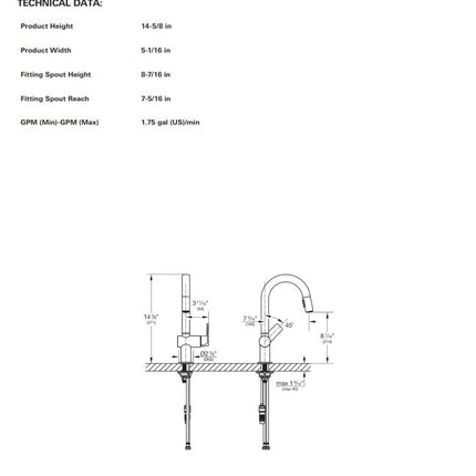 Grohe Defined Single Handle Pull Down Dual Spray Bar Faucet 6.6 L/min (1.75 GPM) Super Steel Infinity Finish Grohe