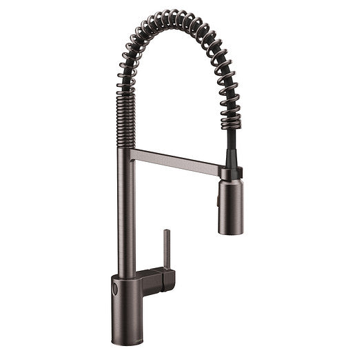 Moen Align MotionSense Wave One-Handle High Arc Pre-Rinse Spring Pulldown Kitchen Black Stainless Faucet  5923EWBLS - Plumbing Market