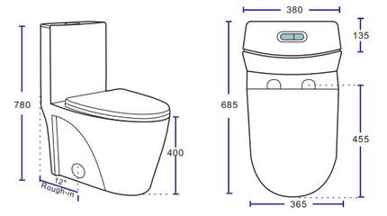 Liro One Piece Toilet, Dual Flush 4/6l, 12" Rough, UF Seat Cover Liro