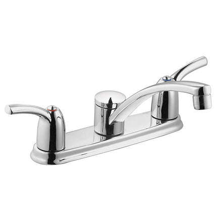 Moen Adler Chrome Two-Handle Low Arc Kitchen Faucet  87412 - Plumbing Market