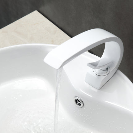 Kube Bath Aqua Arcco Single Hole Mount Bathroom Vanity Faucet – White Kube Bath