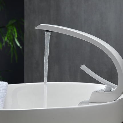 Kube Bath Aqua Arcco Single Hole Mount Bathroom Vanity Faucet – White Kube Bath