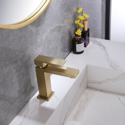 Kube Bath Aqua Kubo Single Lever Bathroom Vanity Faucet – Gold Kube Bath