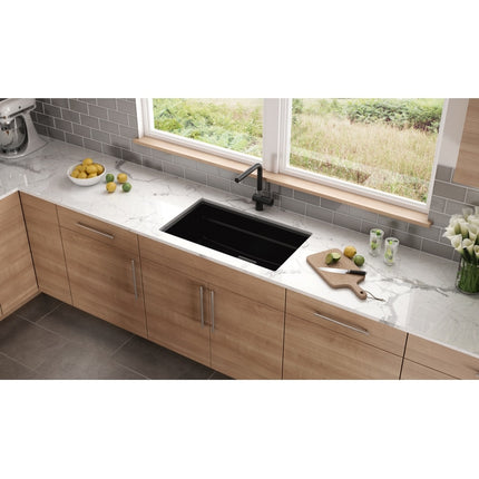 Kindred 32.0-in. x 18.75-in. Undermount Single Bowl Granite Kitchen Sink in Onyx Kindred