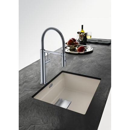 Franke Peak 22.06-in. x 18.21-in. Undermount Single Bowl Granite Kitchen Sink in Champagne Franke