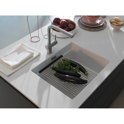 Franke Peak 22.06-in. x 18.21-in. Undermount Single Bowl Granite Kitchen Sink in Polar White Franke