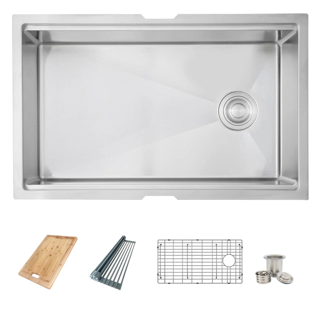 AZUNI 30"L x 19"W Undermount Single Bowl Kitchen Sink Workstation with Accessories Included C131L - Plumbing Market