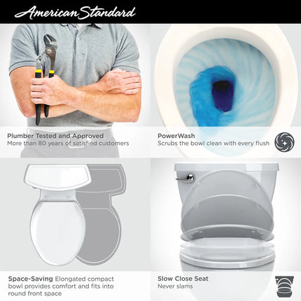 American Standard 1.28 GPF Compact Cadet 3 Elongated Toilet White - Plumbing Market