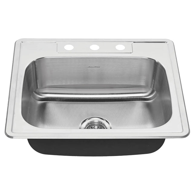 American Standard Colony 25 x 22-Inch Stainless Steel 3-Hole Top Mount Single-Bowl ADA Kitchen Sink 22SB.6252283S.075 - Plumbing Market