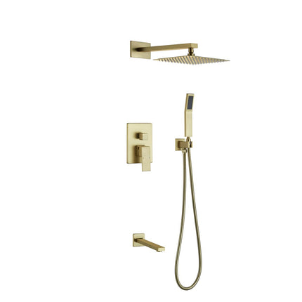 Kube Bath Aqua Piazza Brushed Gold Shower Set  3-way Kodaen