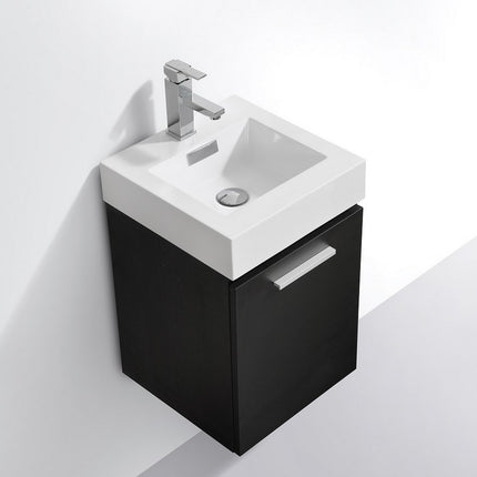 Kube Bath Bliss 16″ Black Wall Mount Modern Bathroom Vanity Kube Bath