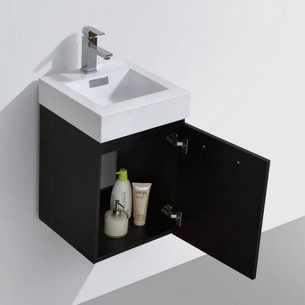 Kube Bath Bliss 16″ Black Wall Mount Modern Bathroom Vanity Kube Bath