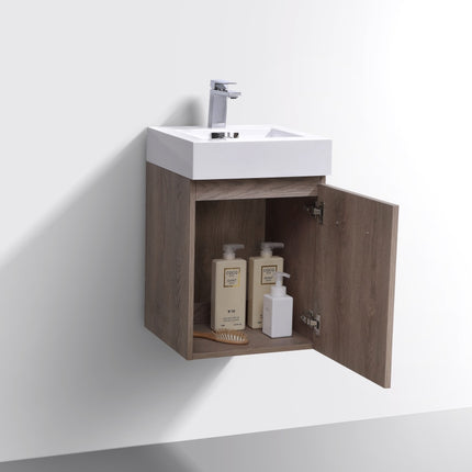 Kube Bath Bliss 16″ Butternut Wall Mount Modern Bathroom Vanity Kube Bath