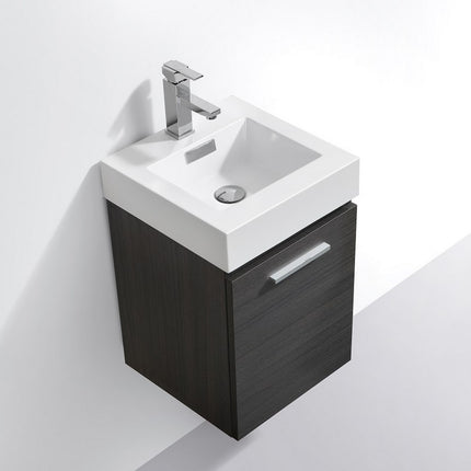 Kube Bath Bliss 16″ Gray Oak Wall Mount Modern Bathroom Vanity Kube Bath