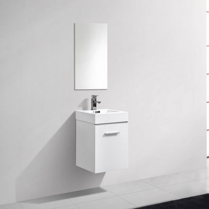 Kube Bath Bliss 16″ High Gloss White Wall Mount Modern Bathroom Vanity Kube Bath