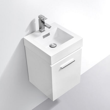 Kube Bath Bliss 16″ High Gloss White Wall Mount Modern Bathroom Vanity Kube Bath