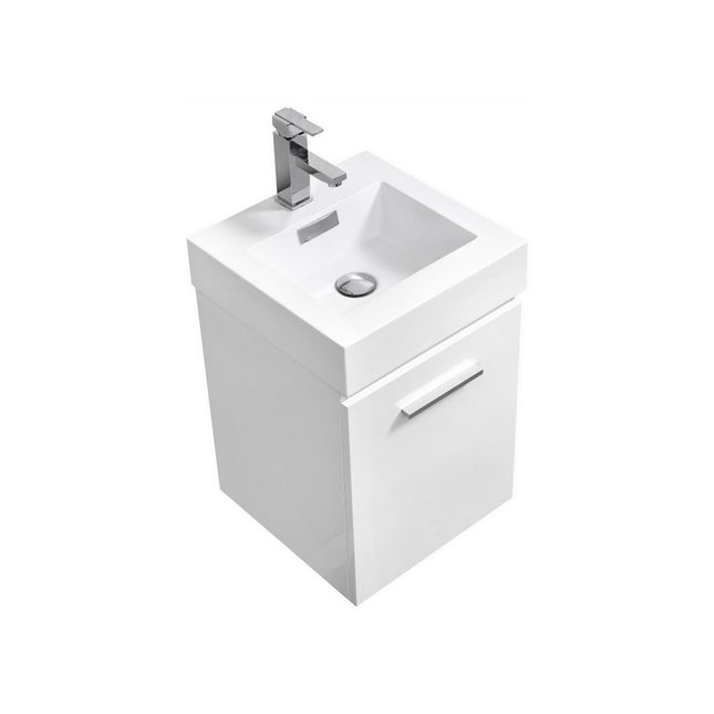 Kube Bath Bliss 16″ High Gloss White Wall Mount Modern Bathroom Vanity Kube Bath