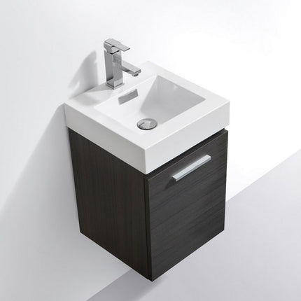 Kube Bath Bliss 16″ High Gloss Gray Oak Wall Mount Modern Bathroom Vanity Kube Bath