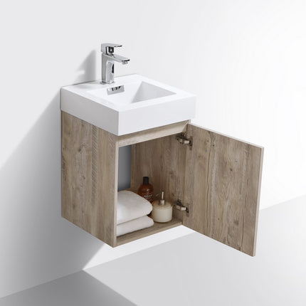 Kube Bath Bliss 16″ Nature Wood Wall Mount Modern Bathroom Vanity Kube Bath