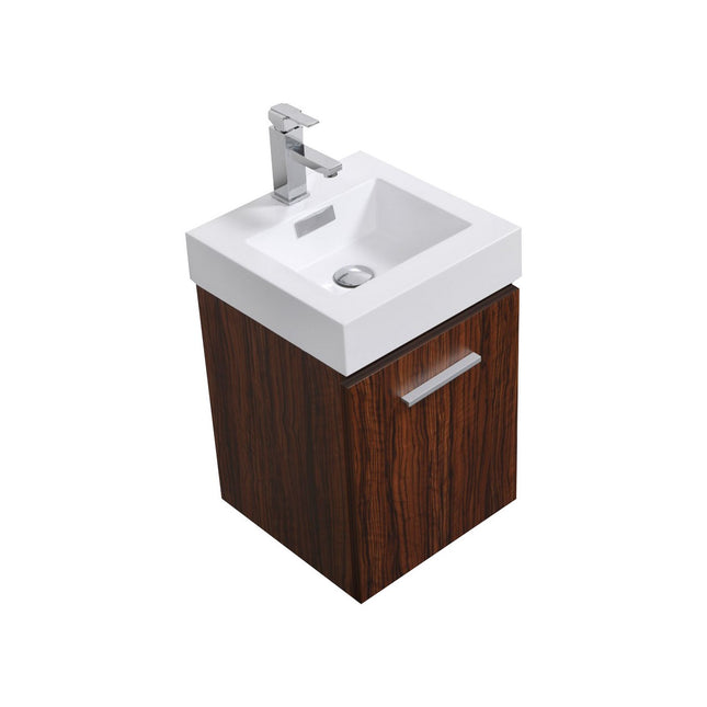 Kube Bath Bliss 16″ Walnut Wall Mount Modern Bathroom Vanity Kube Bath