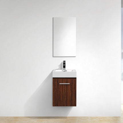 Kube Bath Bliss 16″ Walnut Wall Mount Modern Bathroom Vanity Kube Bath