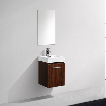 Kube Bath Bliss 16″ Walnut Wall Mount Modern Bathroom Vanity Kube Bath