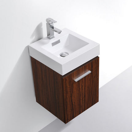 Kube Bath Bliss 16″ Walnut Wall Mount Modern Bathroom Vanity Kube Bath