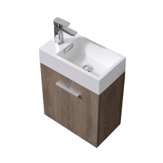 Kube Bath Bliss 18″ Butternut Wall Mount Modern Bathroom Vanity Kube Bath