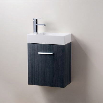 Kube Bath Bliss 18″ Gray Oak Wall Mount Modern Bathroom Vanity Kube Bath