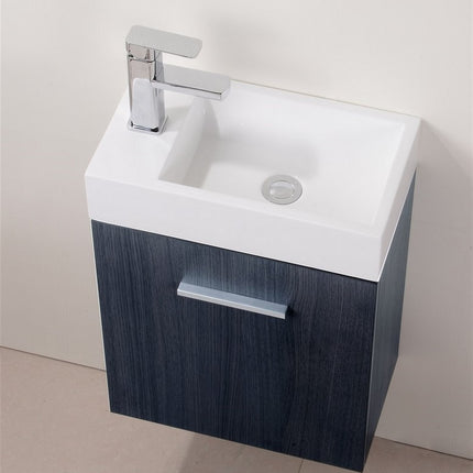 Kube Bath Bliss 18″ Gray Oak Wall Mount Modern Bathroom Vanity Kube Bath