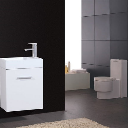 Kube Bath Bliss 18″ High Gloss White Wall Mount Modern Bathroom Vanity Kube Bath