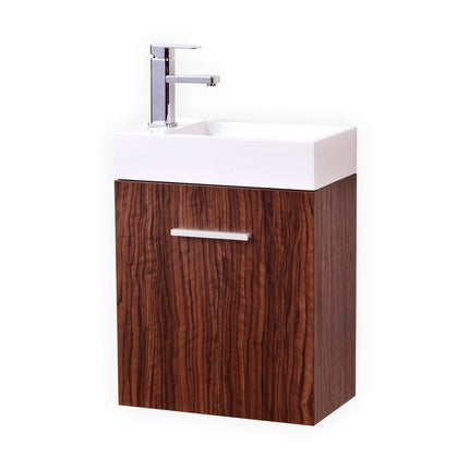 Kube Bath Bliss 18″ Walnut Wall Mount Modern Bathroom Vanity Kube Bath