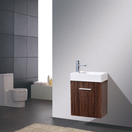 Kube Bath Bliss 18″ Walnut Wall Mount Modern Bathroom Vanity Kube Bath