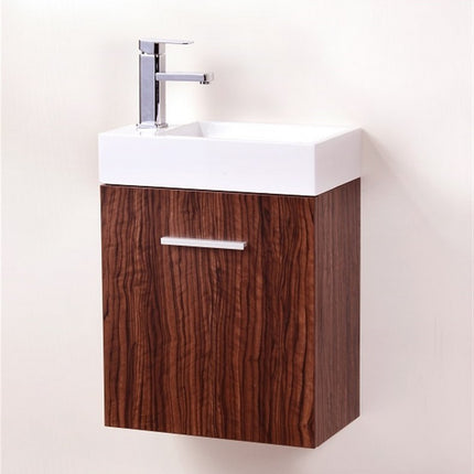 Kube Bath Bliss 18″ Walnut Wall Mount Modern Bathroom Vanity Kube Bath