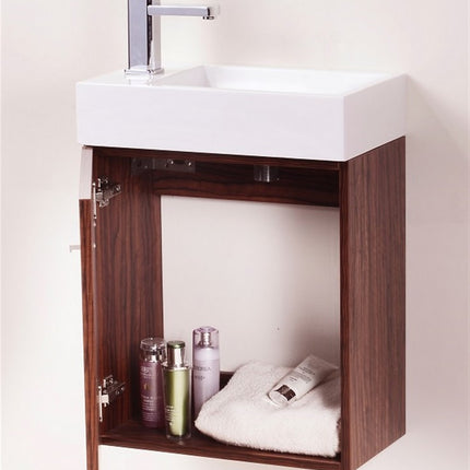 Kube Bath Bliss 18″ Walnut Wall Mount Modern Bathroom Vanity Kube Bath