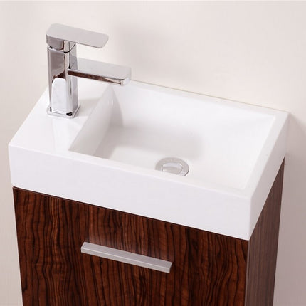 Kube Bath Bliss 18″ Walnut Wall Mount Modern Bathroom Vanity Kube Bath