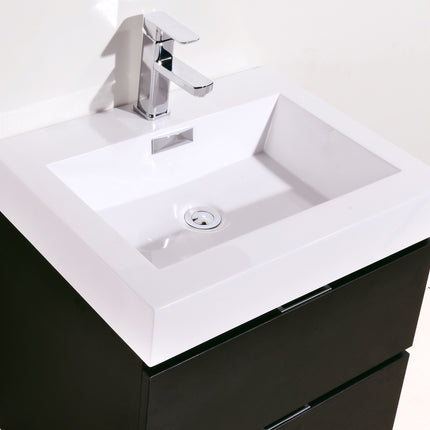 Kube Bath Bliss 24″ Black Wall Mount Modern Bathroom Vanity Kube Bath