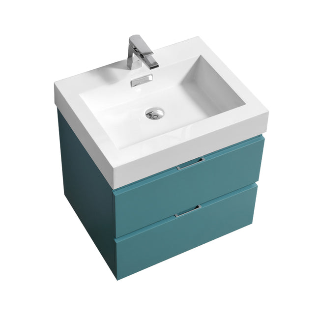 Kube Bath Bliss 24″ Teal Green Wall Mount Modern Bathroom Vanity Kube Bath